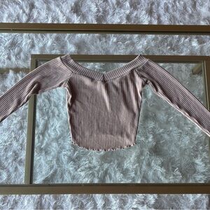 Off-Shoulder Ribbed Knit Top long sleeve size XS